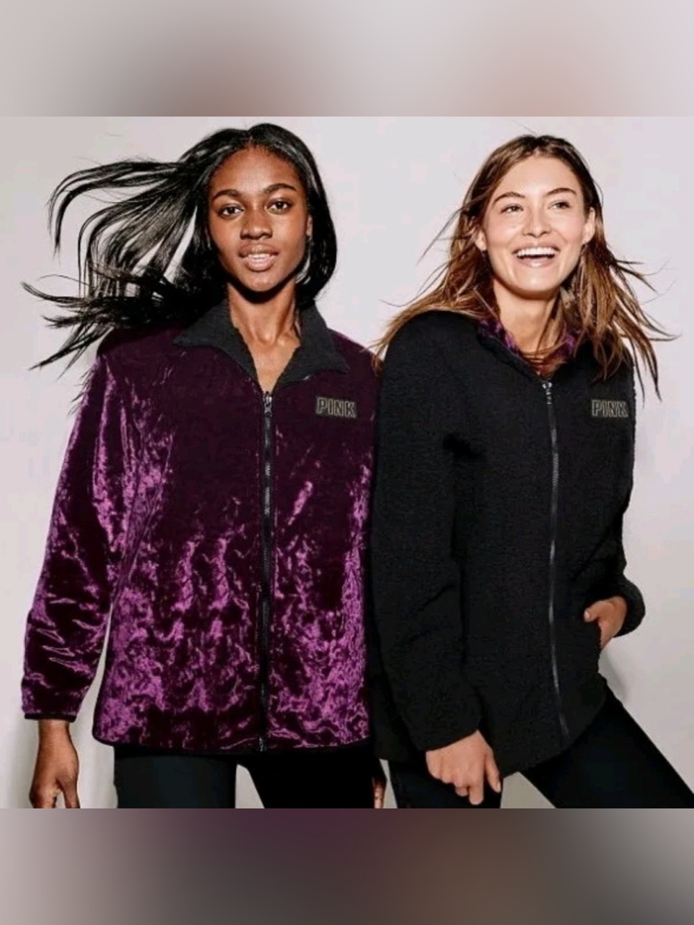 PINK VICTORIA’S SECRET LIMITED EDITION OVERSIZED VELVET SHERPA REVERSIBLE  COAT